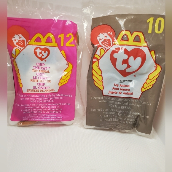 1999 McDonald's Ty Teenie Beanie cats #12 Chip #10 zip Sealed In Bags - Picture 1 of 5